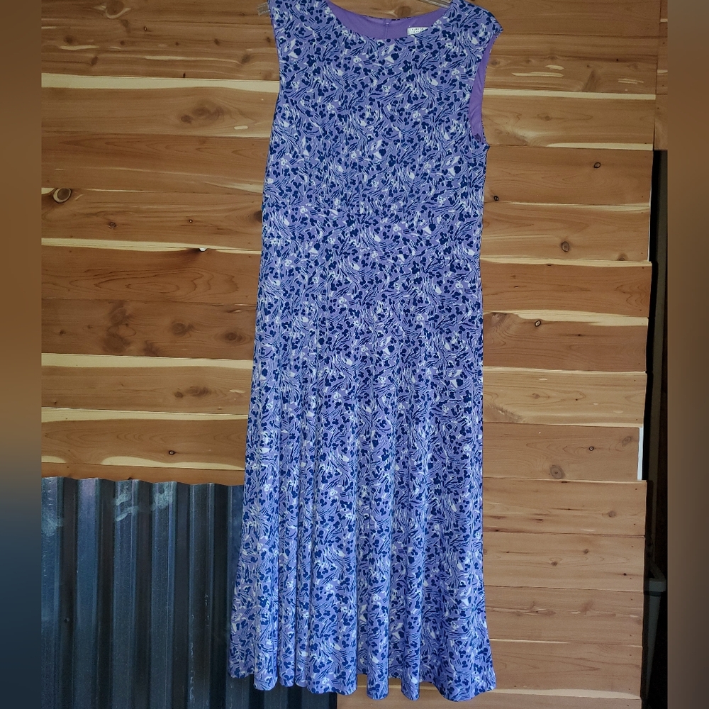 London Style Casual Blue and Purple Dress